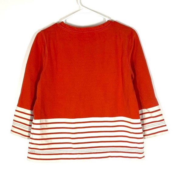 J. Crew Nautical Crewneck Fleece Sweatshirt Red Cream Size Medium - Picture 9 of 9